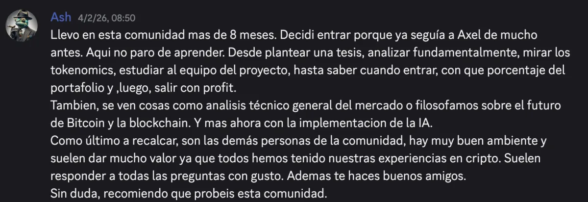 Reseña de un miembro de la comunidad en Discord (2)