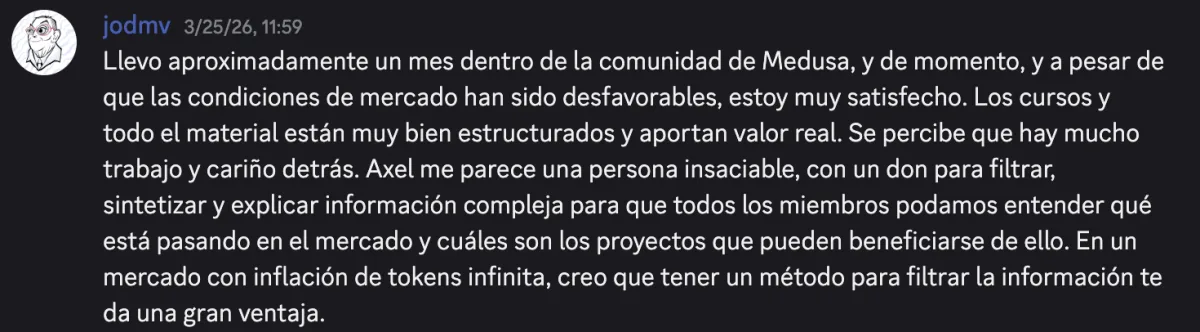 Reseña de un miembro de la comunidad en Discord (3)