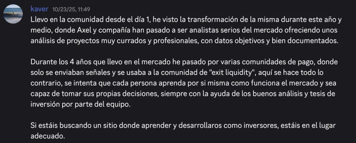 Reseña de un miembro de la comunidad en Discord (7)