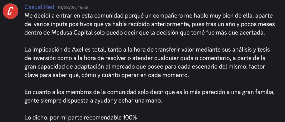Reseña de un miembro de la comunidad en Discord (8)