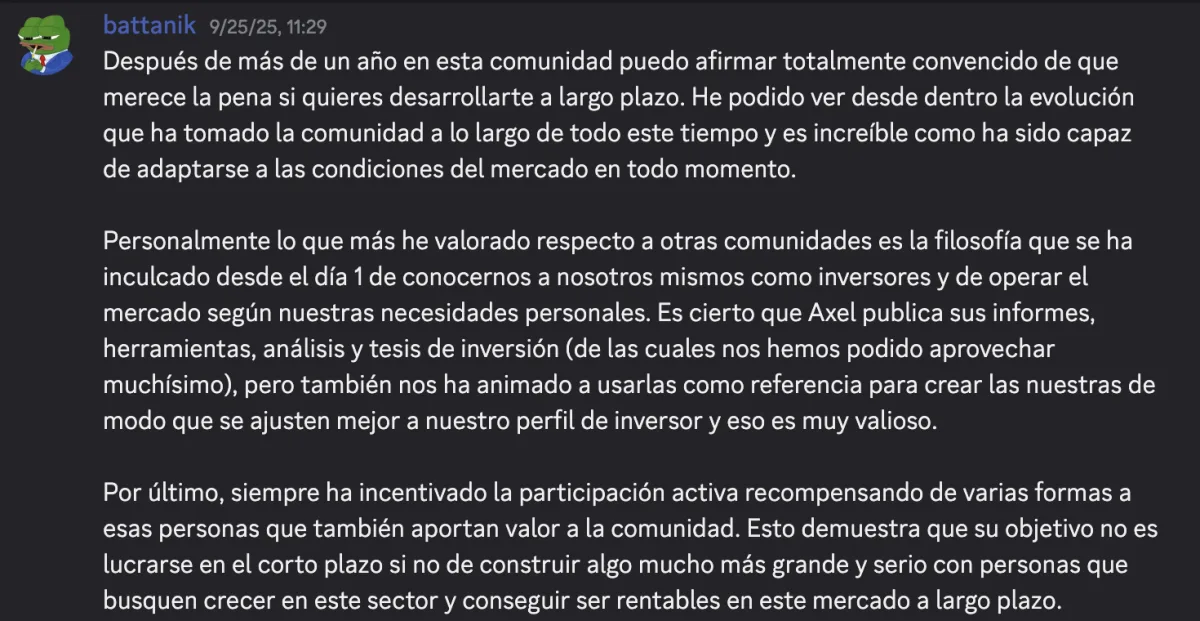Reseña de un miembro de la comunidad en Discord (11)