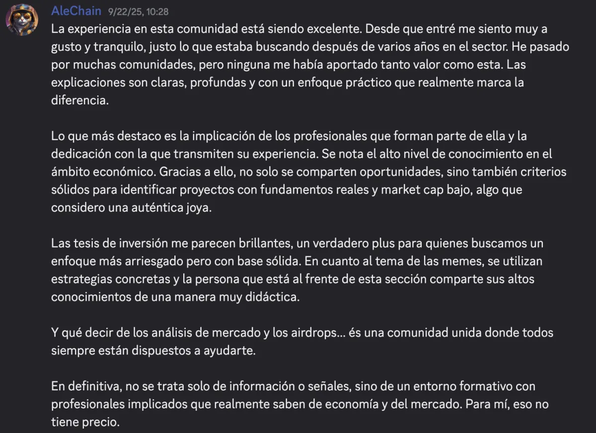 Reseña de un miembro de la comunidad en Discord (12)